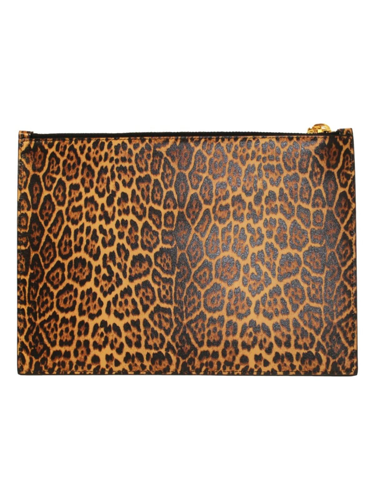 Saint Laurent Leopard Printed Calfskin Leather Medium Pouch