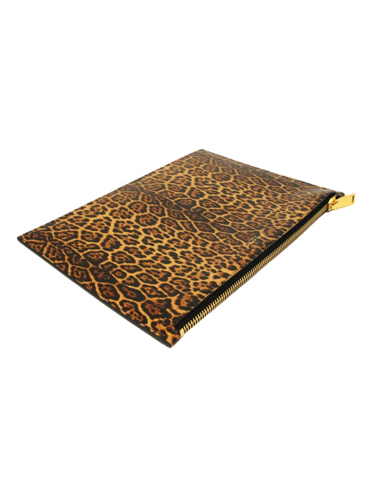 Saint Laurent Leopard Printed Calfskin Leather Medium Pouch