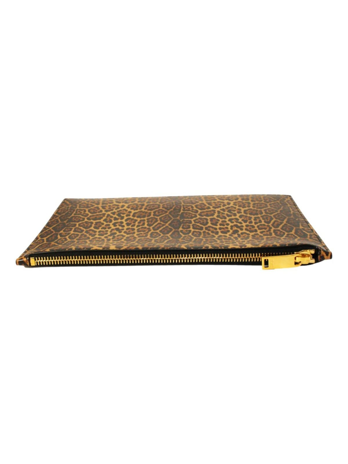 Saint Laurent Leopard Printed Calfskin Leather Medium Pouch