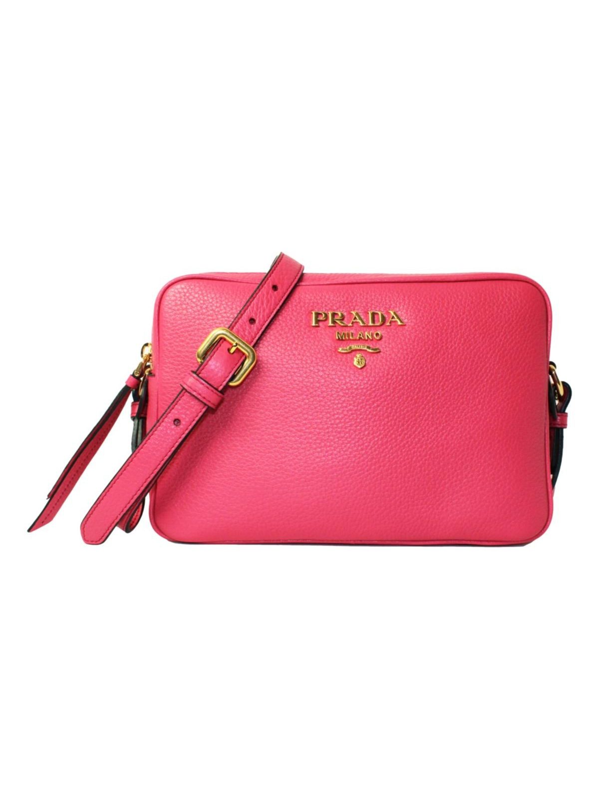 Prada Peonia Pink Vitello Phenix Leather Double Zip Crossbody