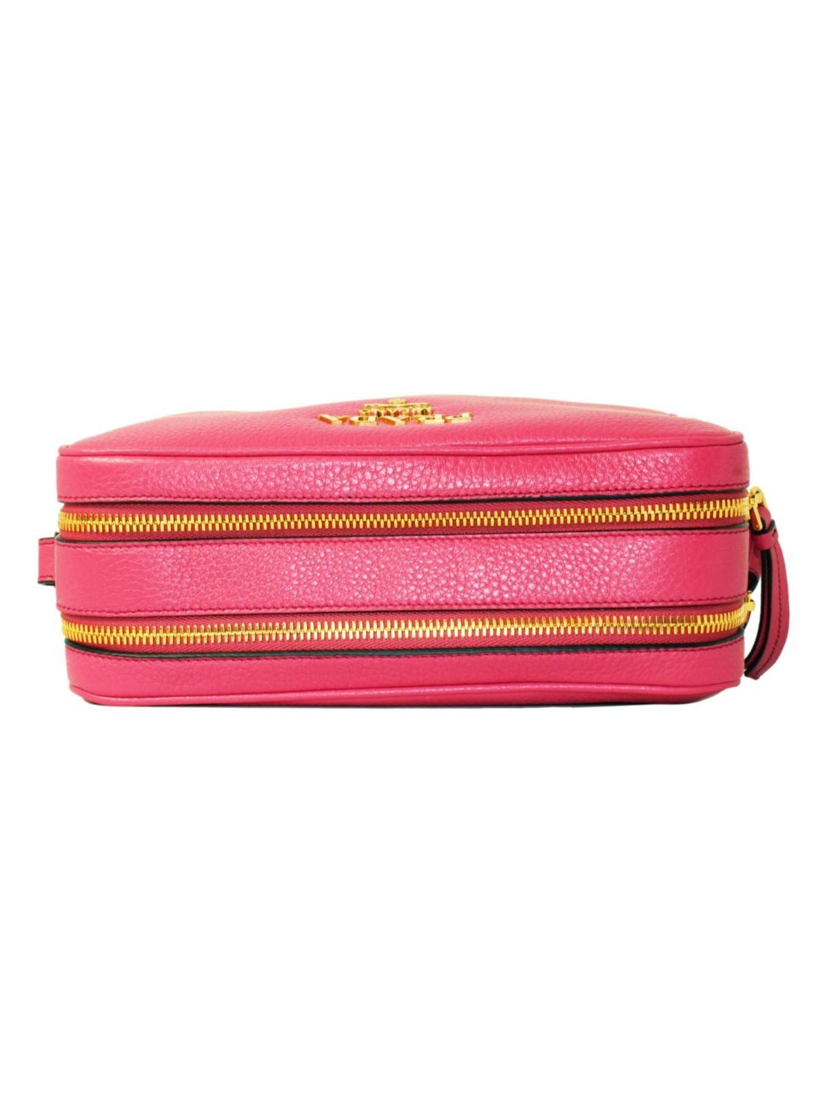 Prada Peonia Pink Vitello Phenix Leather Double Zip Crossbody