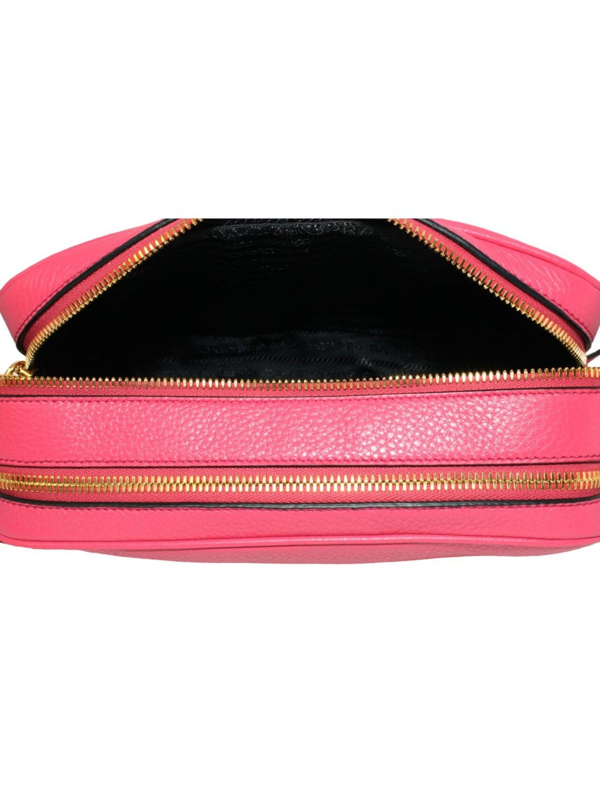 Prada Peonia Pink Vitello Phenix Leather Double Zip Crossbody