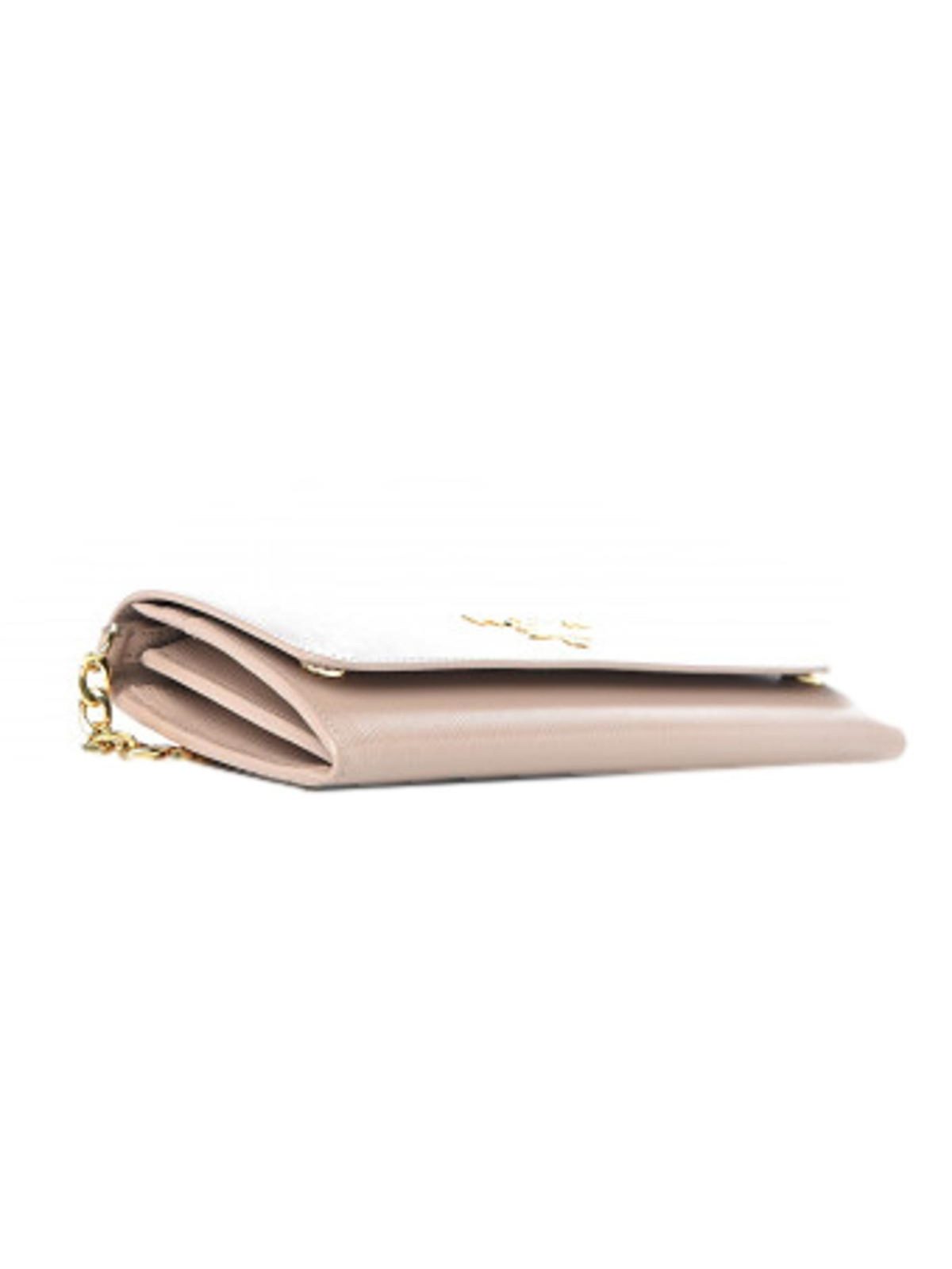 Prada Cipria Beige Vitello Move Leather Chain Wallet Crossbody