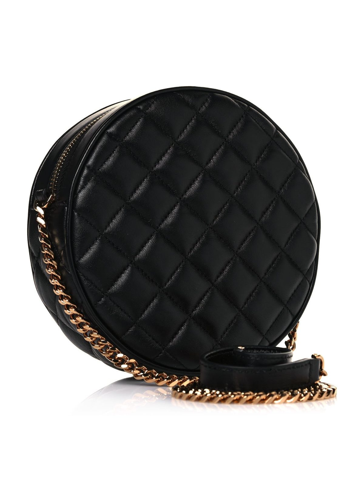 Versace La Medusa Quilted Black Leather Shoulder Bag Gold Medusa Logo