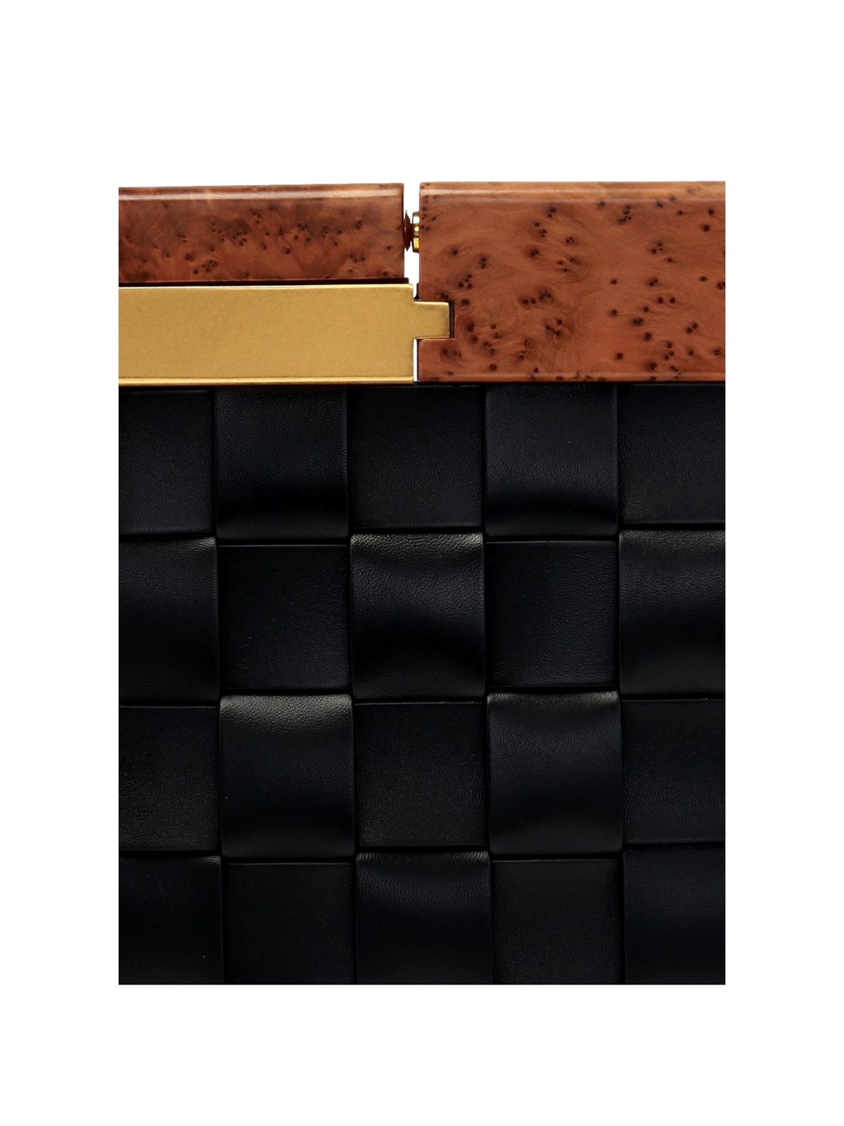 Bottega Veneta BV Snap Mogano Black Leather Clutch Designer Evening Handbag