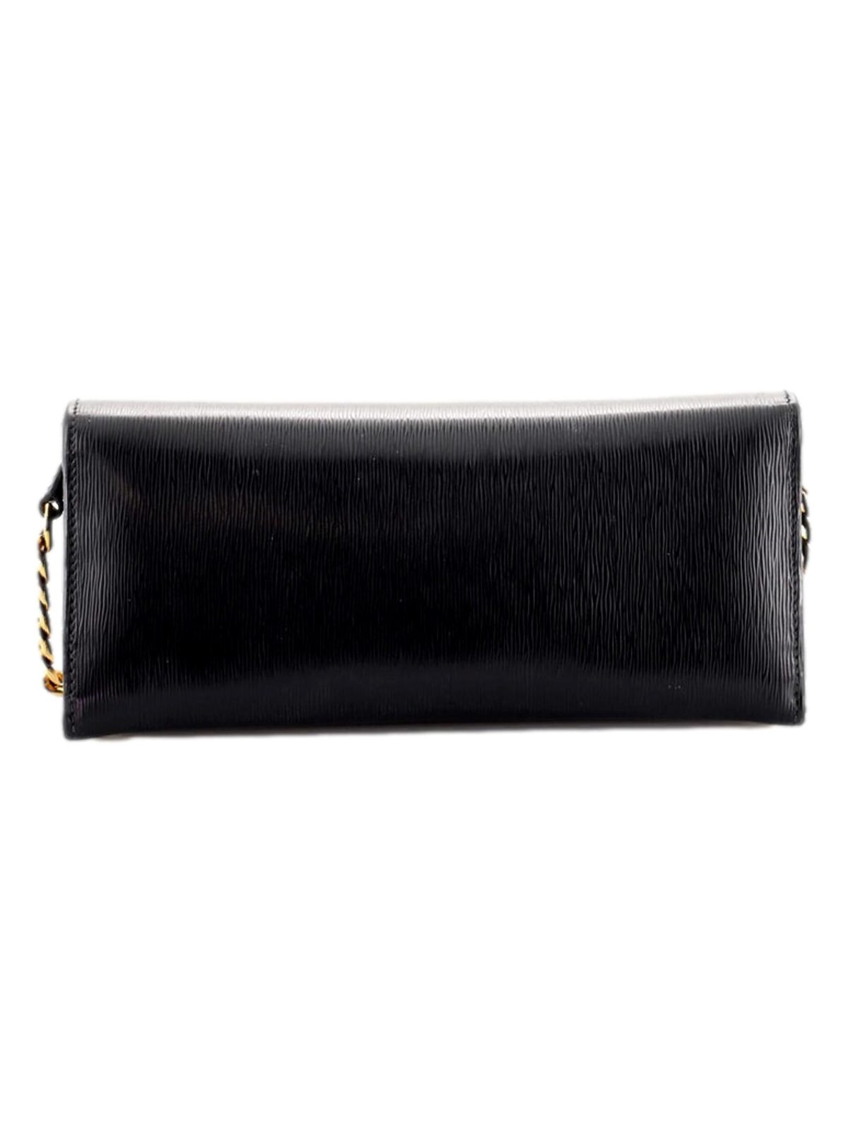 Prada Black Vitello Move Leather Chain Crossbody Wallet Clutch