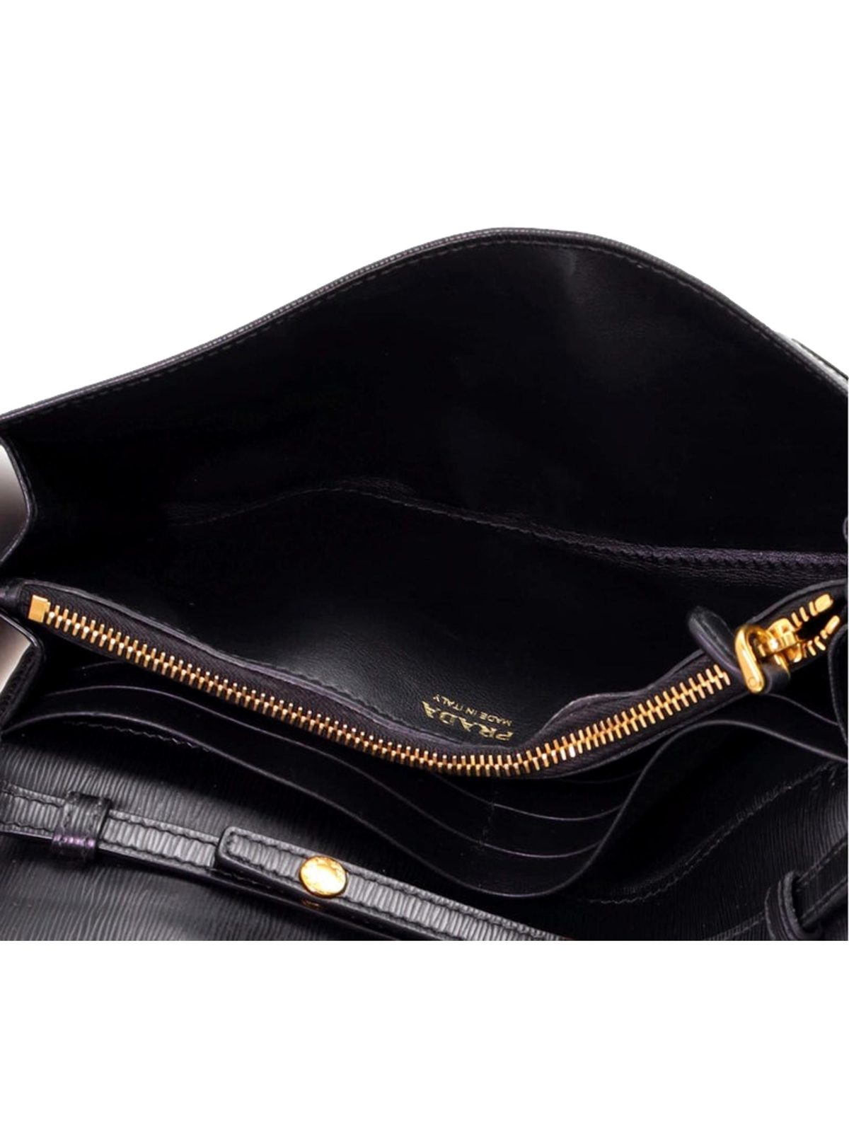 Prada Black Vitello Move Leather Chain Crossbody Wallet Clutch