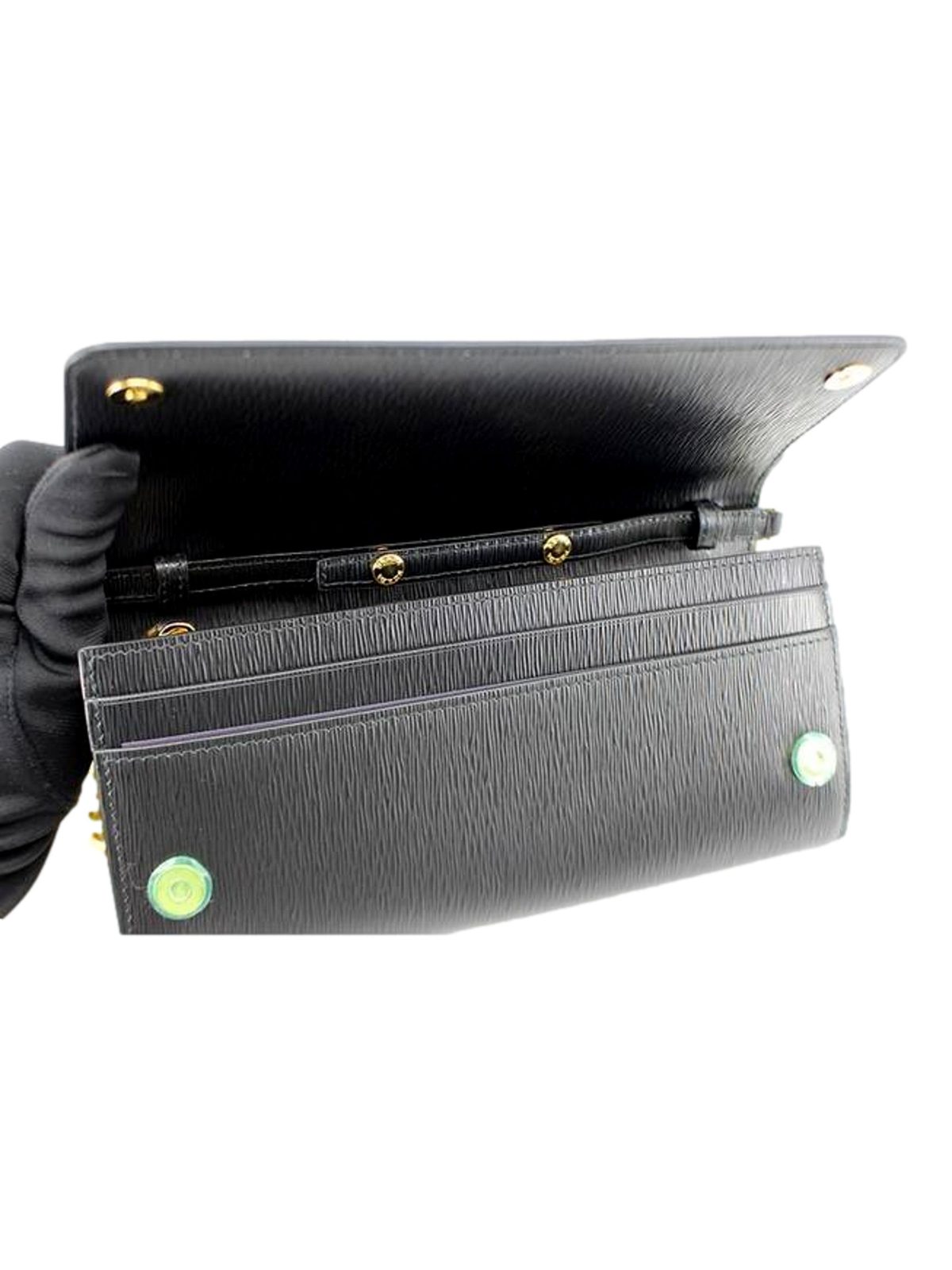 Prada Black Vitello Move Leather Chain Crossbody Wallet Clutch