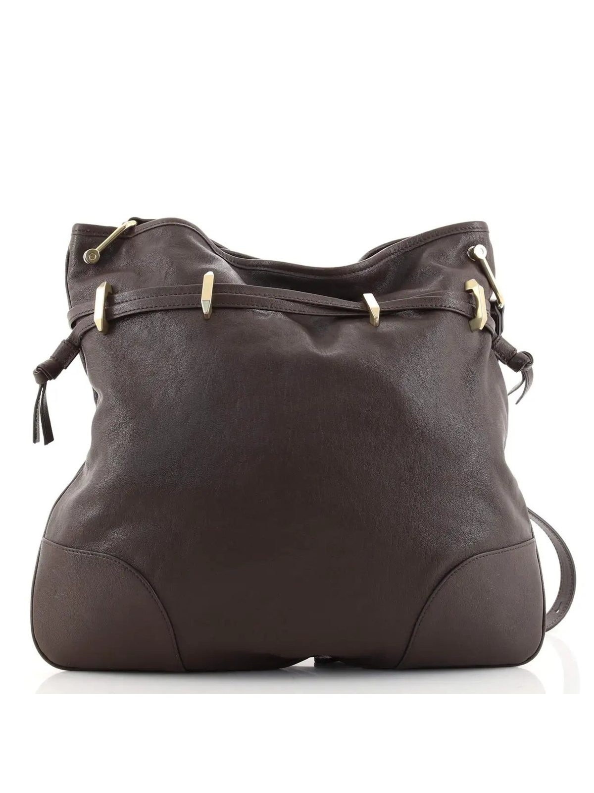 Gucci 1955 Morsetto Large Leather Horsebit Drawstring Brown Bucket Bag