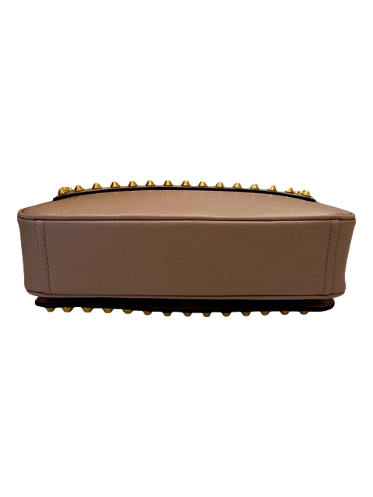 Prada Pattina Glace Calf Leather Cammeo Beige Gold Studded Bag
