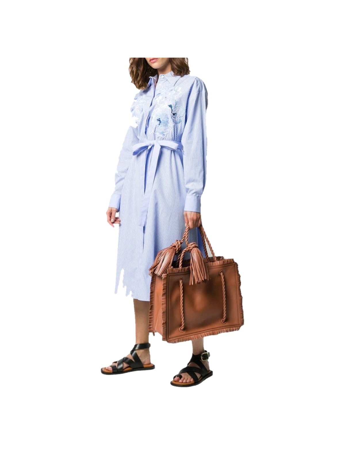 Valentino Garavani The Rope Large Fringe Brown Leather Tote Bag