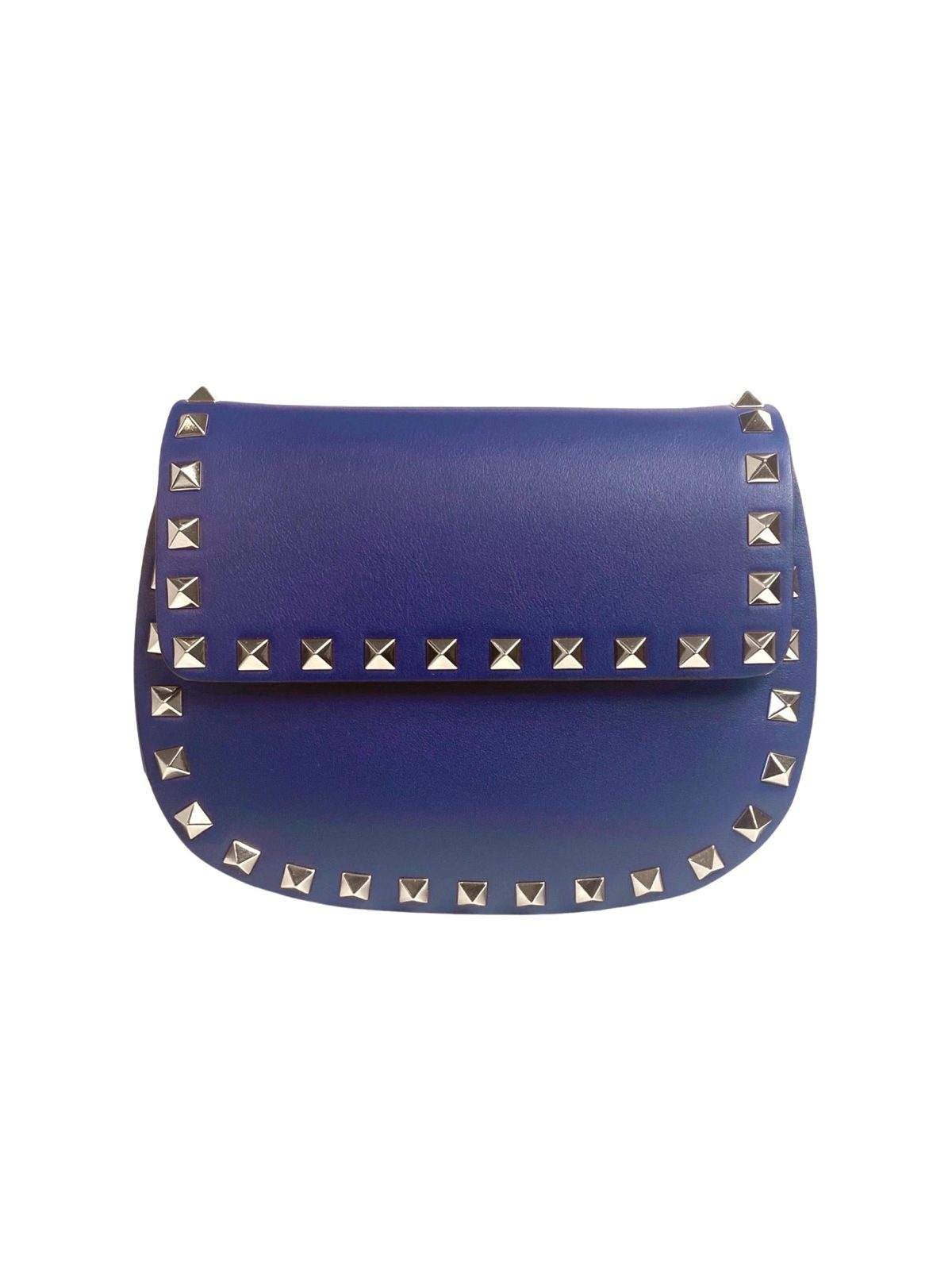 Valentino Garavani Rockstud Blue Leather Small Chain Crossbody Bag