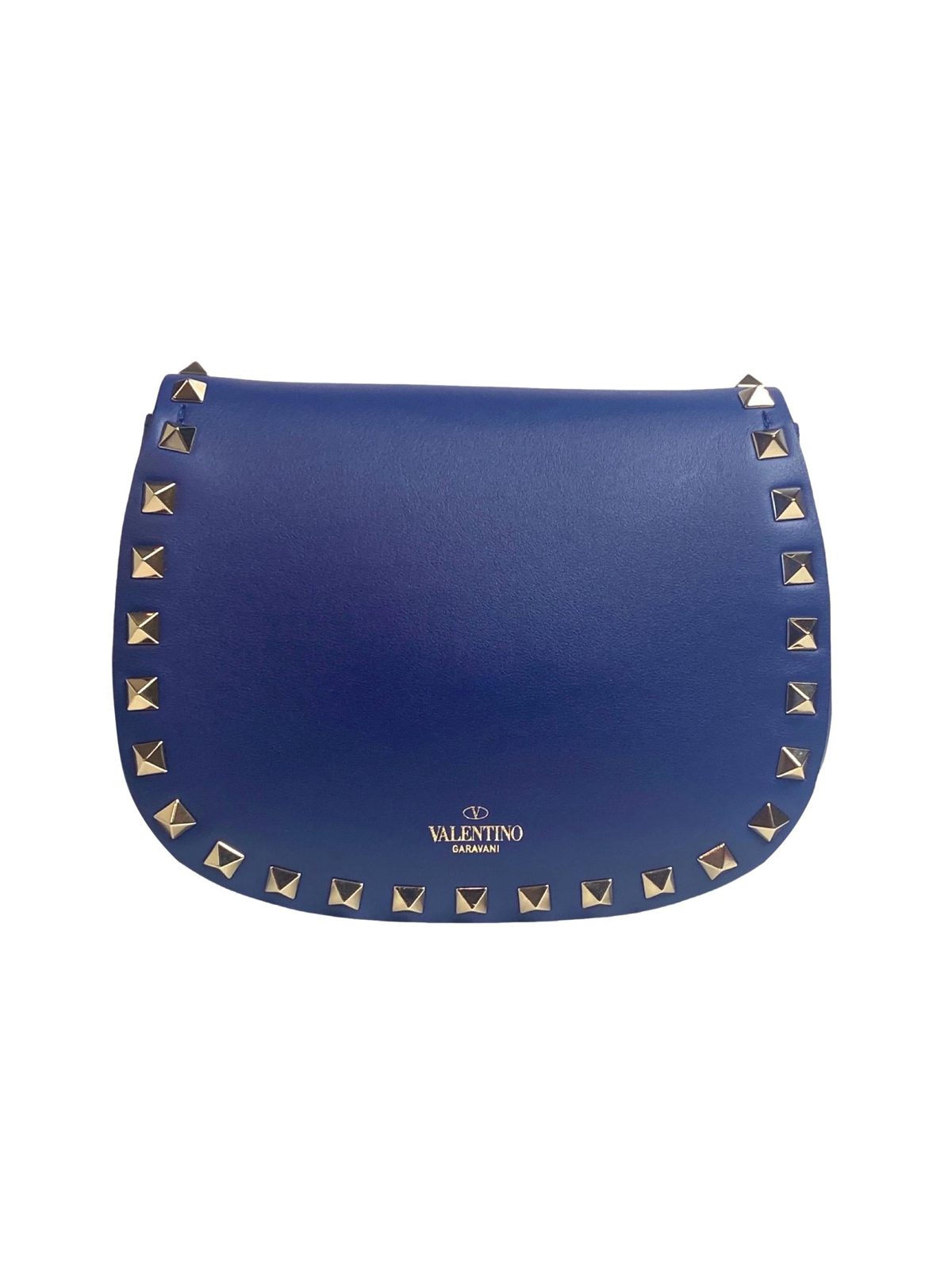 Valentino Garavani Rockstud Blue Leather Small Chain Crossbody Bag