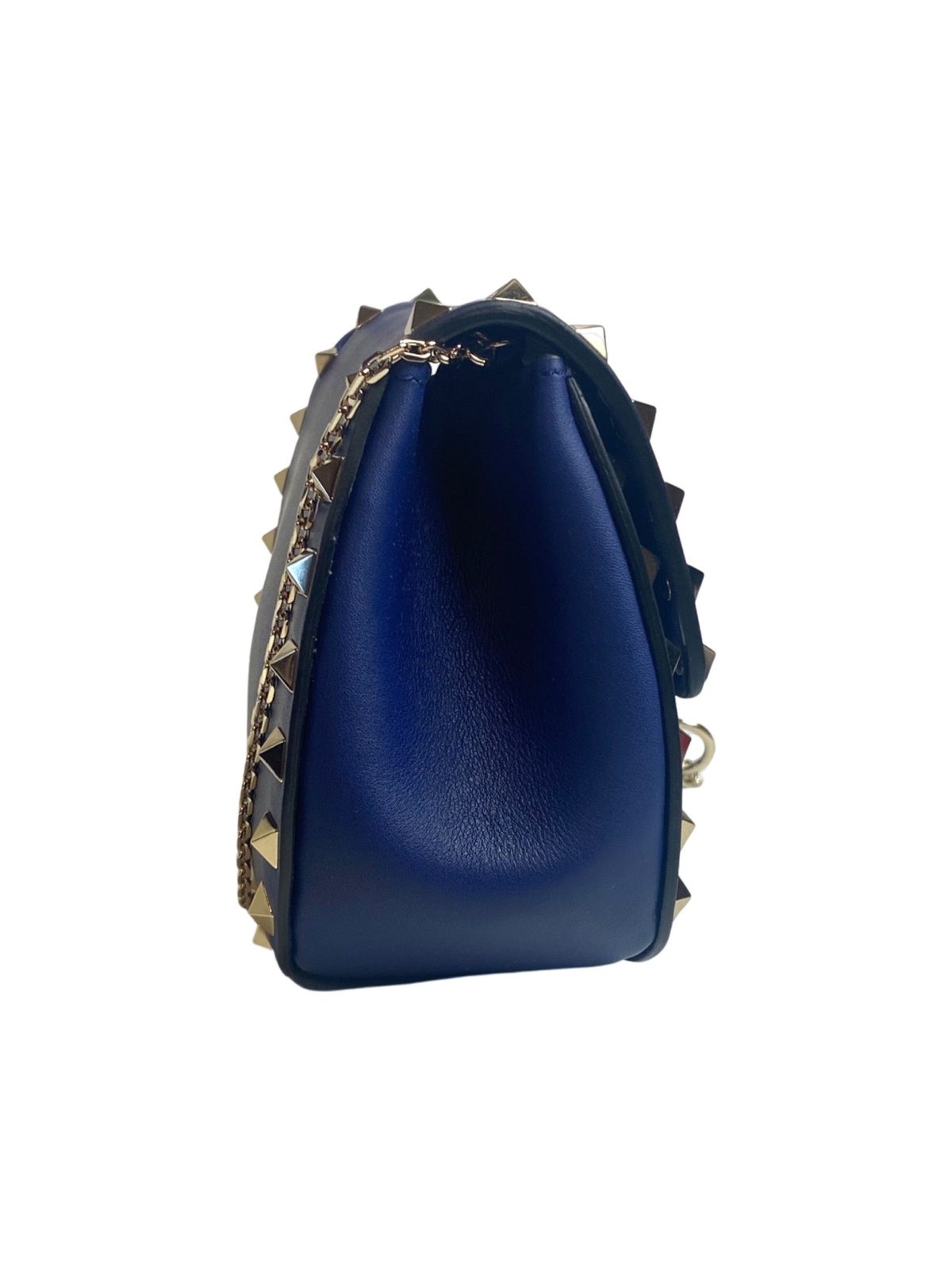 Valentino Garavani Rockstud Blue Leather Small Chain Crossbody Bag