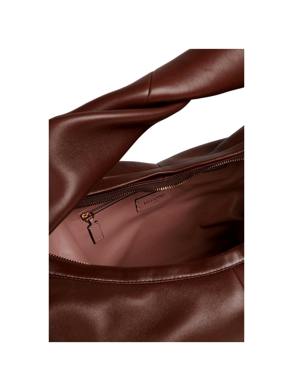 Valentino Garavani Roman Stud Brown Leather Large Hobo Shoulder Bag
