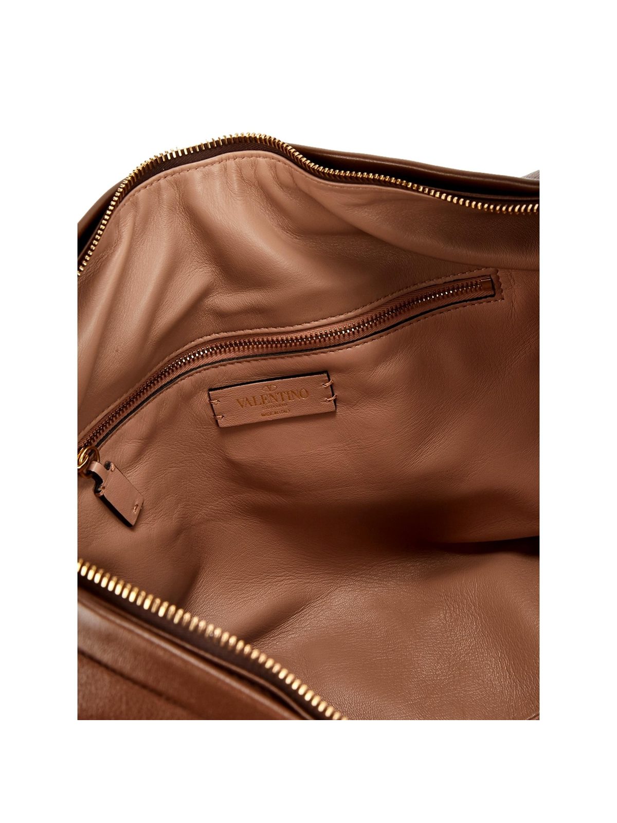 Valentino Garavani Roman Stud Brown Leather Large Hobo Shoulder Bag
