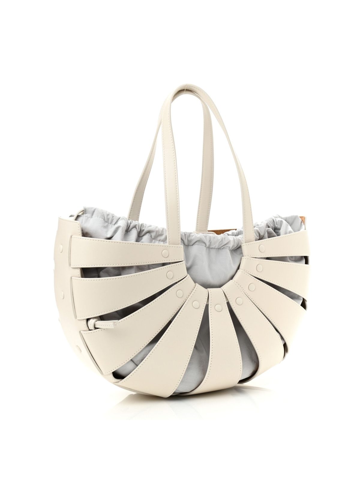 Bottega Veneta The Shell Bag Frost White French Calfskin Shoulder Bag