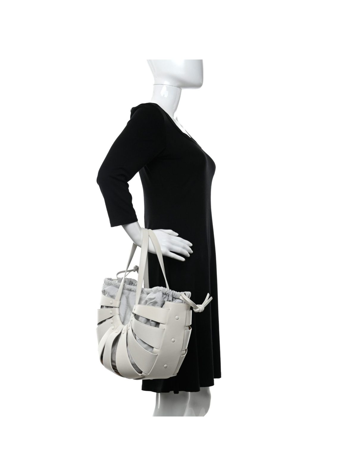 Bottega Veneta The Shell Bag Frost White French Calfskin Shoulder Bag