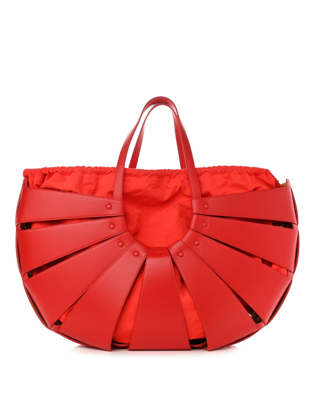 Bottega Veneta The Shell Chili Tomato French Calfskin Leather Shoulder Bag