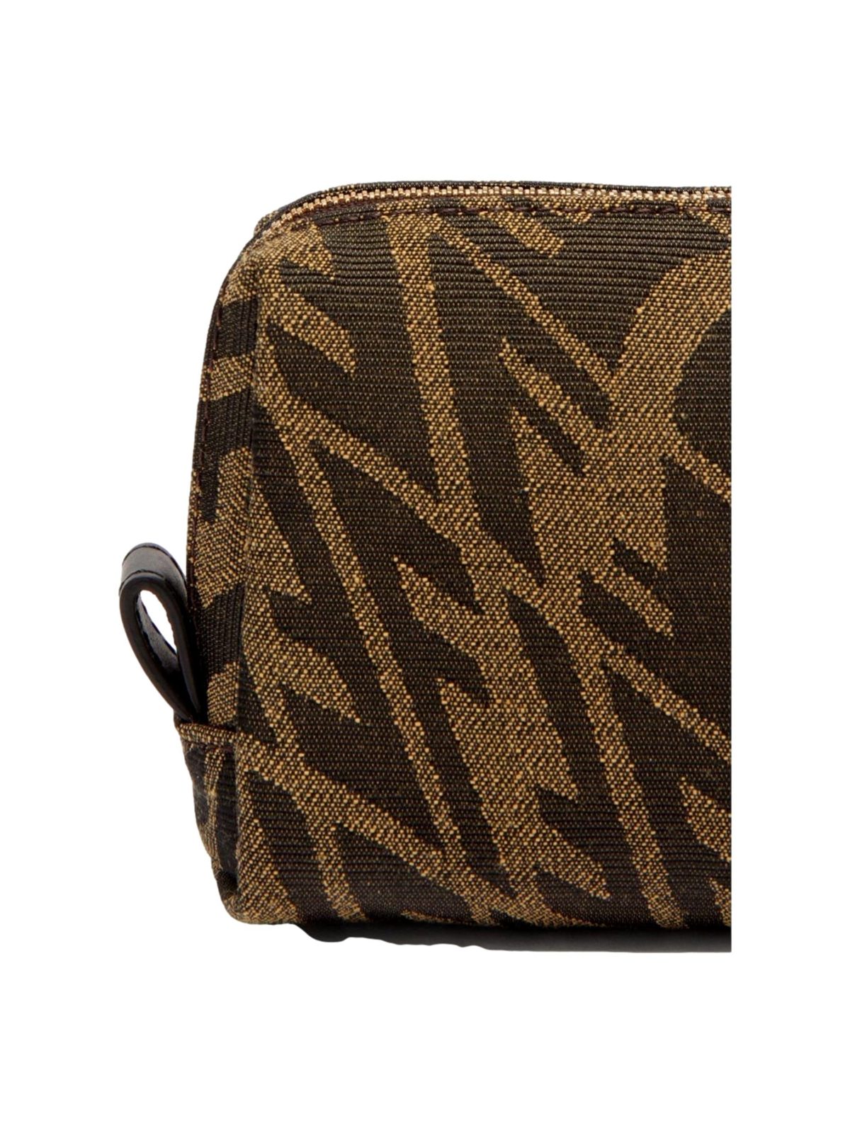 Fendi FF Vertigo Brown Canvas Small Travel Beauty Pouch Clutch Bag