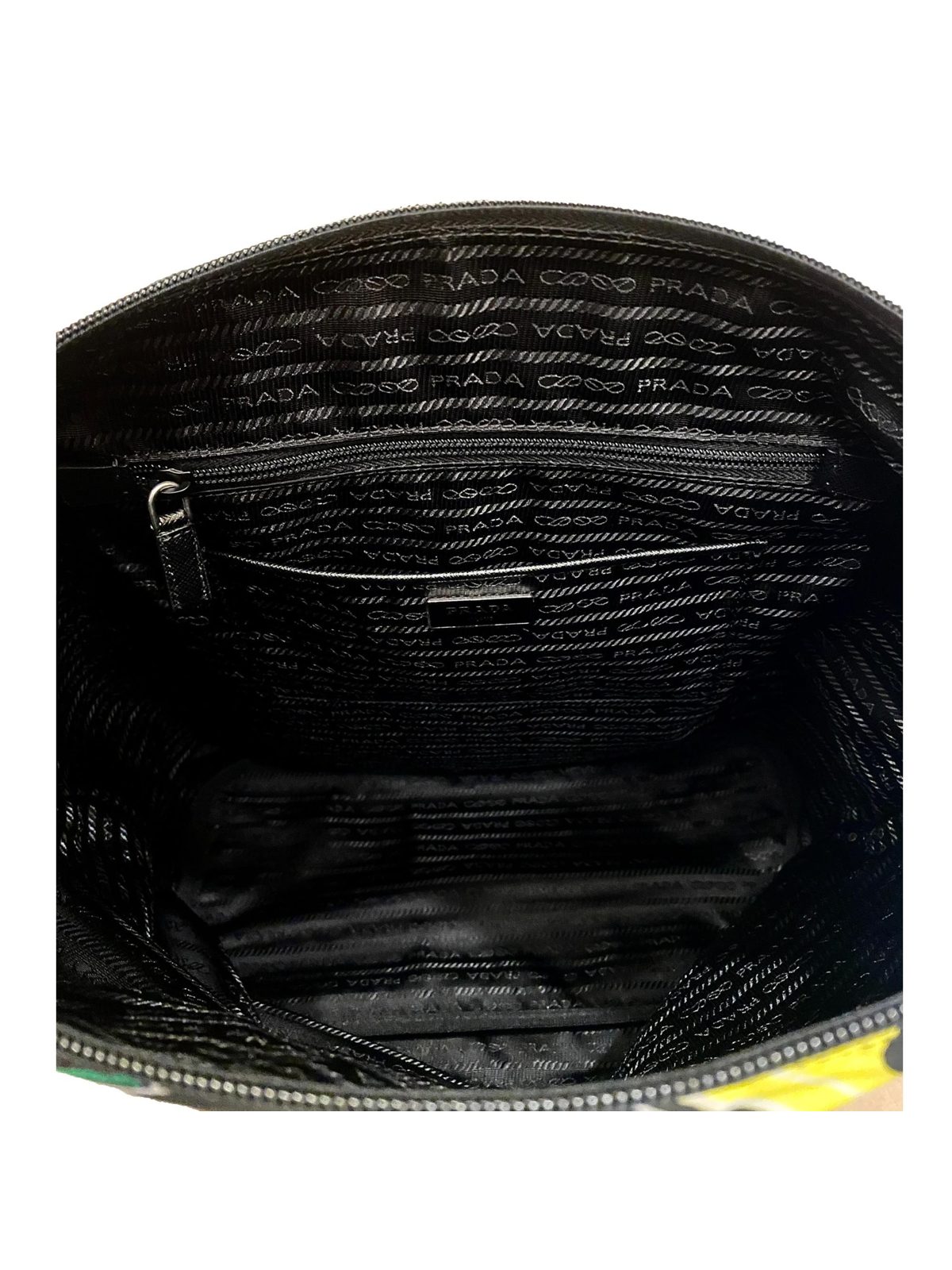 Prada Cassette Print Black Nylon Convertible Tote Shoulder Bag