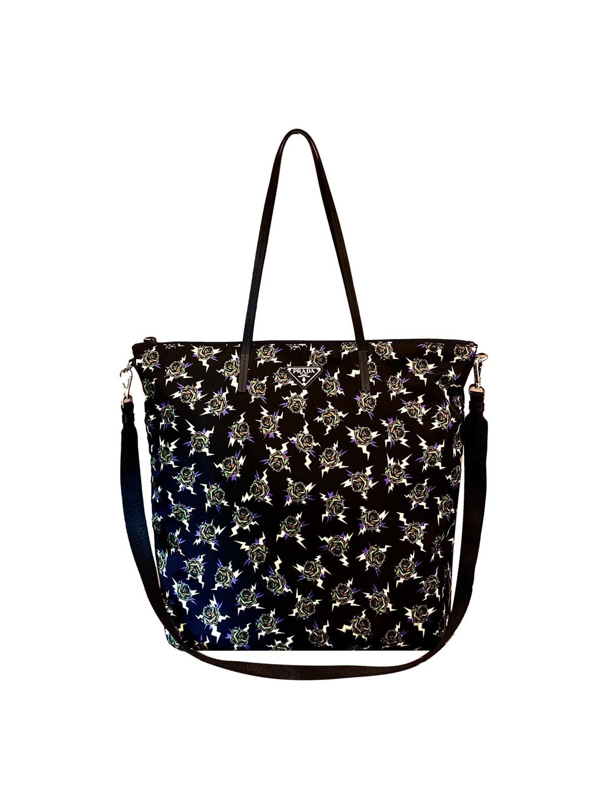 Prada Frankenstein Black Nylon Convertible Shopping Tote