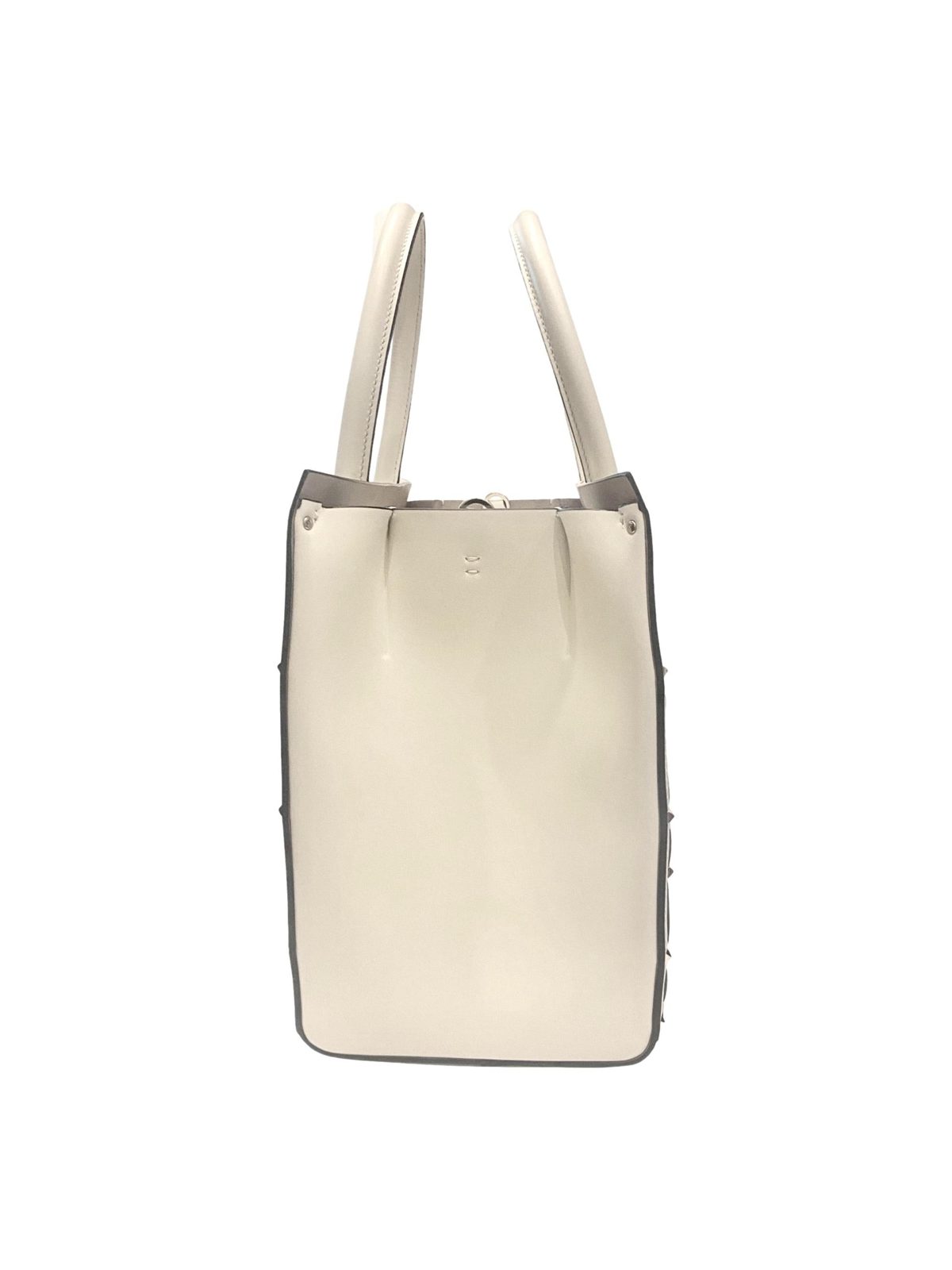 Valentino Garavani Beehive Lattice Ivory Studded Calfskin Leather Crossbody Tote Bag