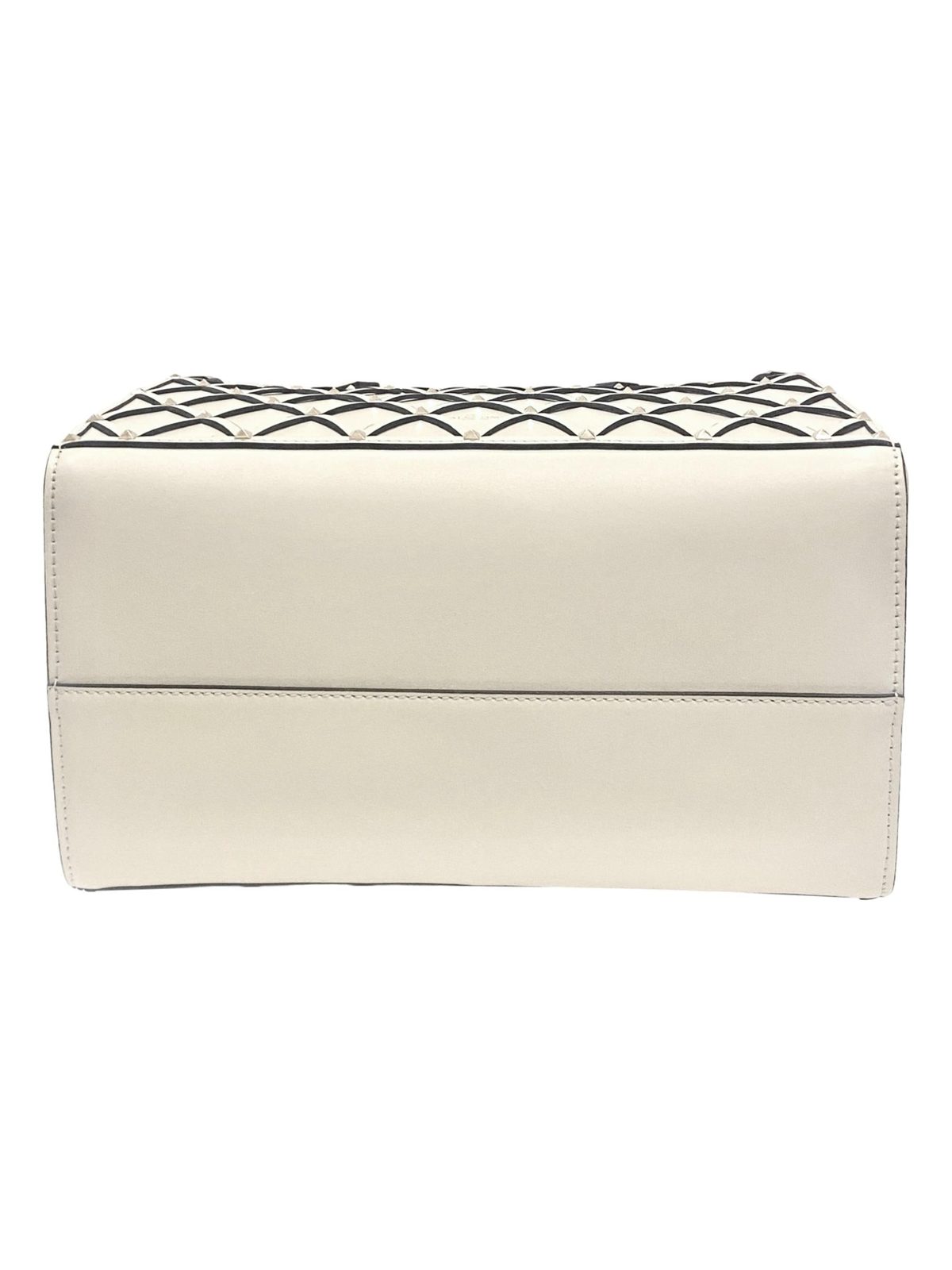 Valentino Garavani Beehive Lattice Ivory Studded Calfskin Leather Crossbody Tote Bag