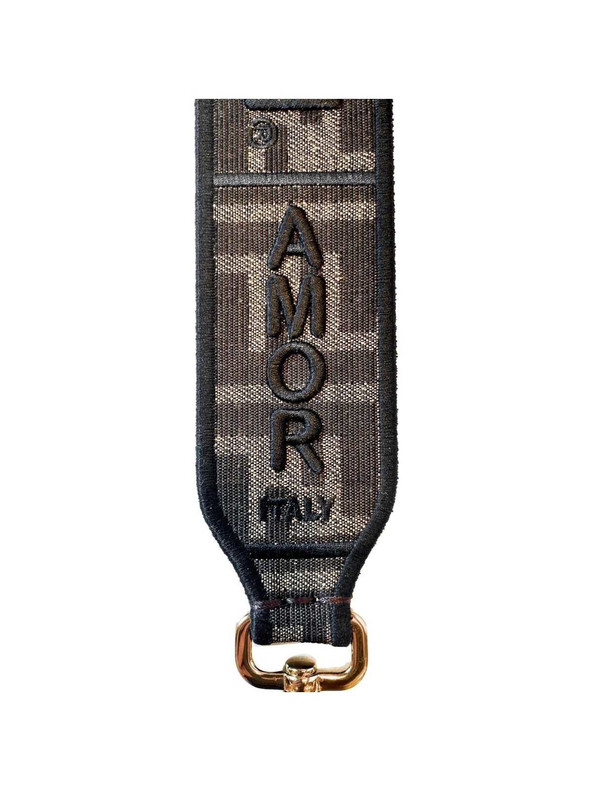 Fendi Zucca Canvas Roma Amor Mini Strap Brown Leather Trim