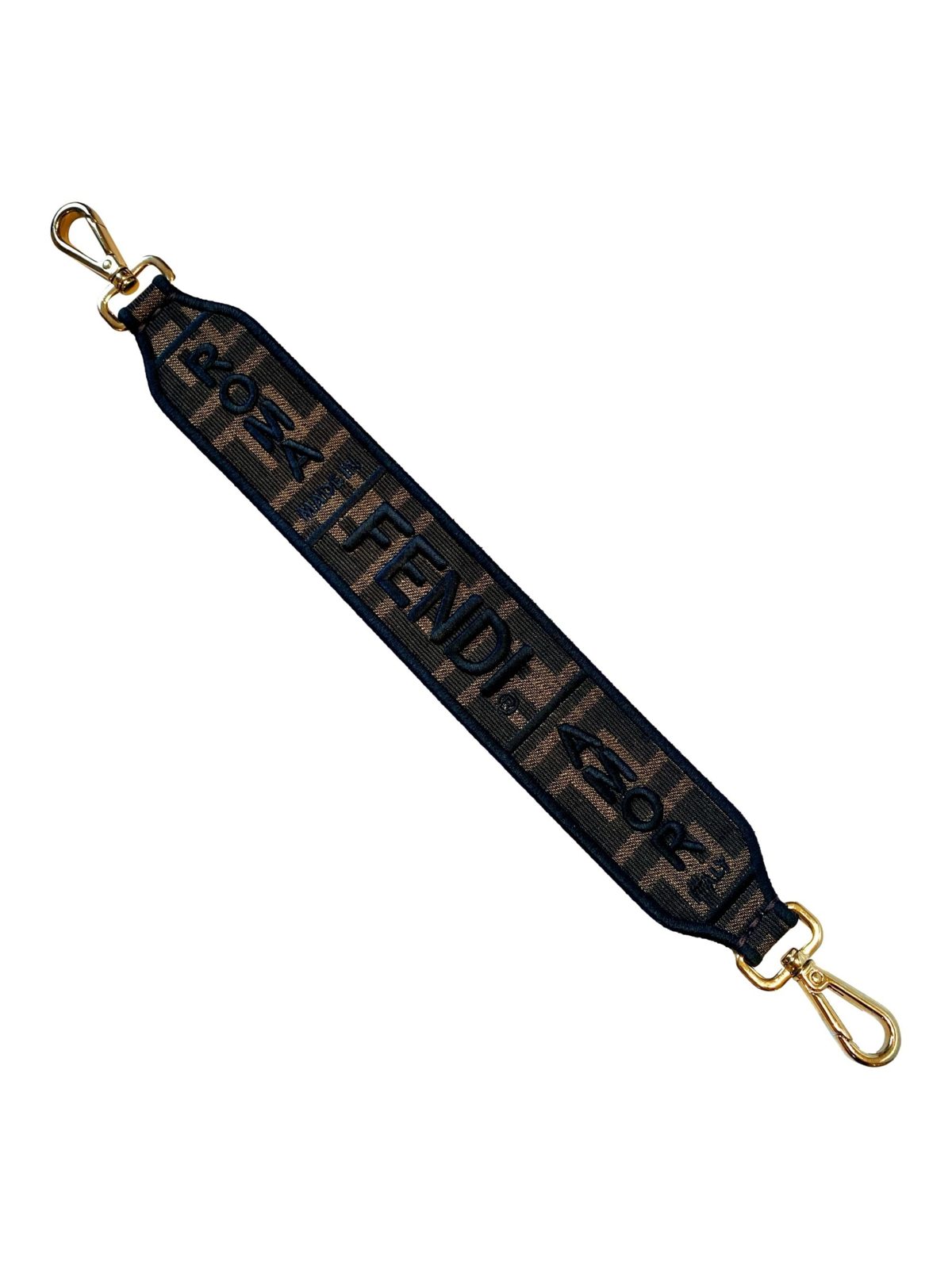 Fendi Zucca Canvas Roma Amor Mini Strap Brown Leather Trim