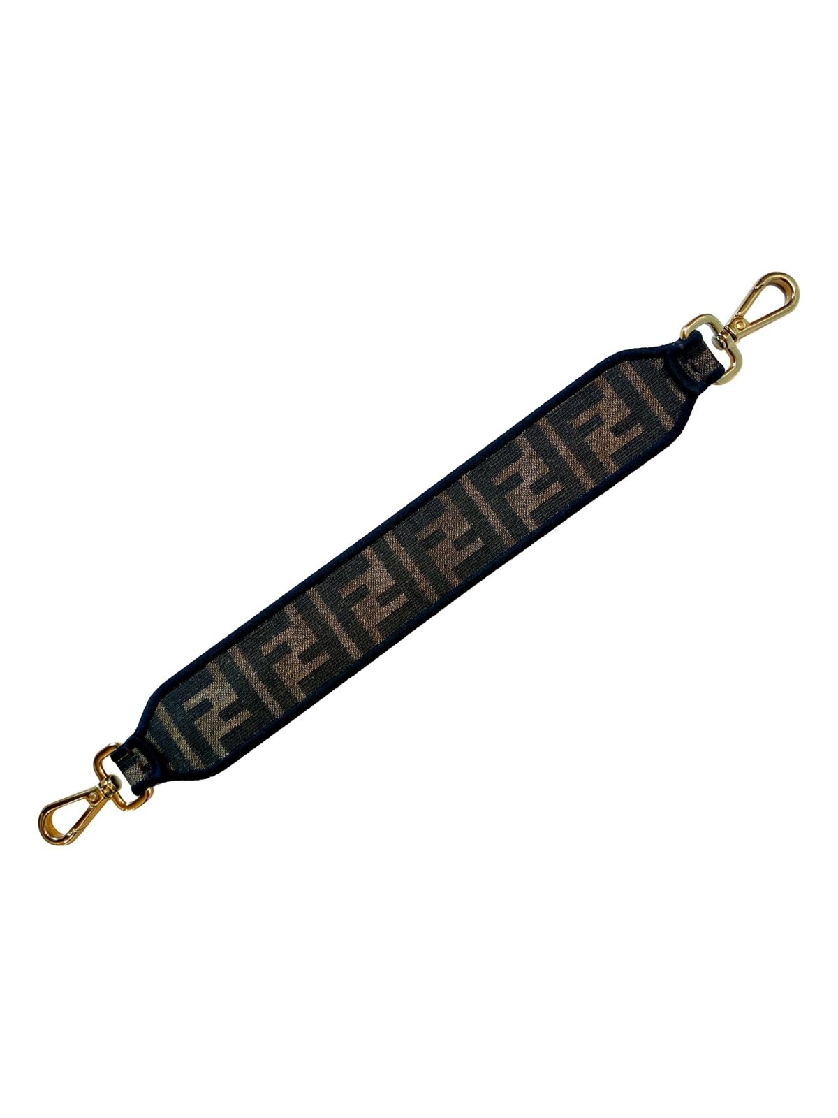 Fendi Zucca Canvas Roma Amor Mini Strap Brown Leather Trim