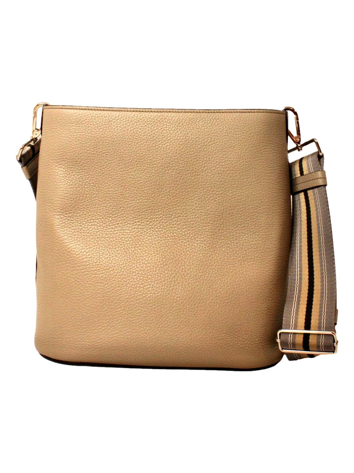 Prada Vitello Phenix Cammeo Leather Stripe Strap Bucket Bag