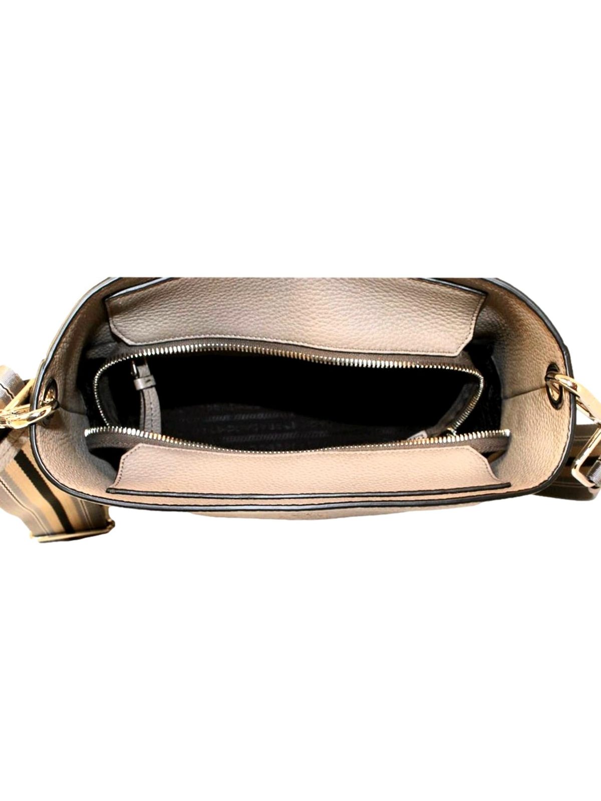 Prada Vitello Phenix Cammeo Leather Stripe Strap Bucket Bag