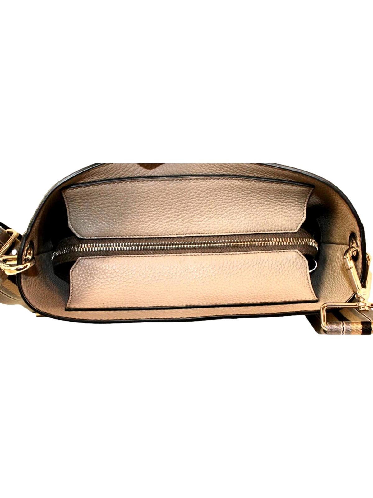 Prada Vitello Phenix Cammeo Leather Stripe Strap Bucket Bag