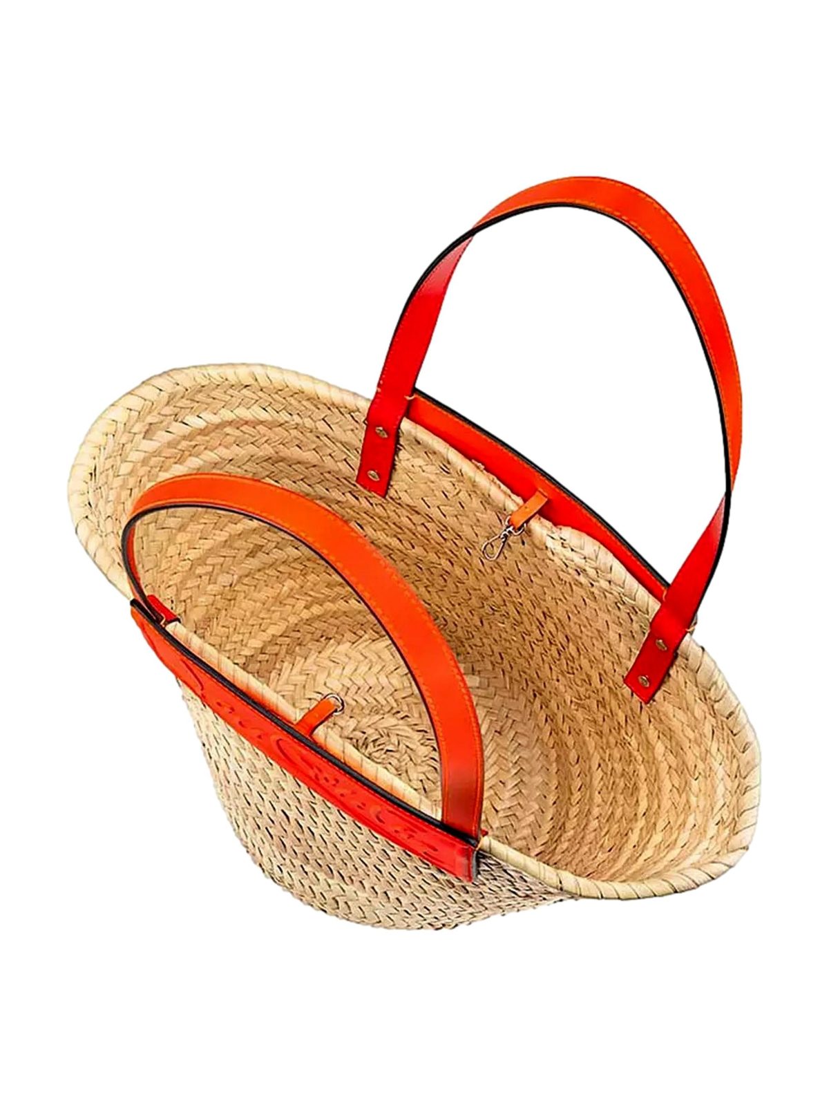 Christian Louboutin Loubishore Orange Woven Raffia Large Tote Bag