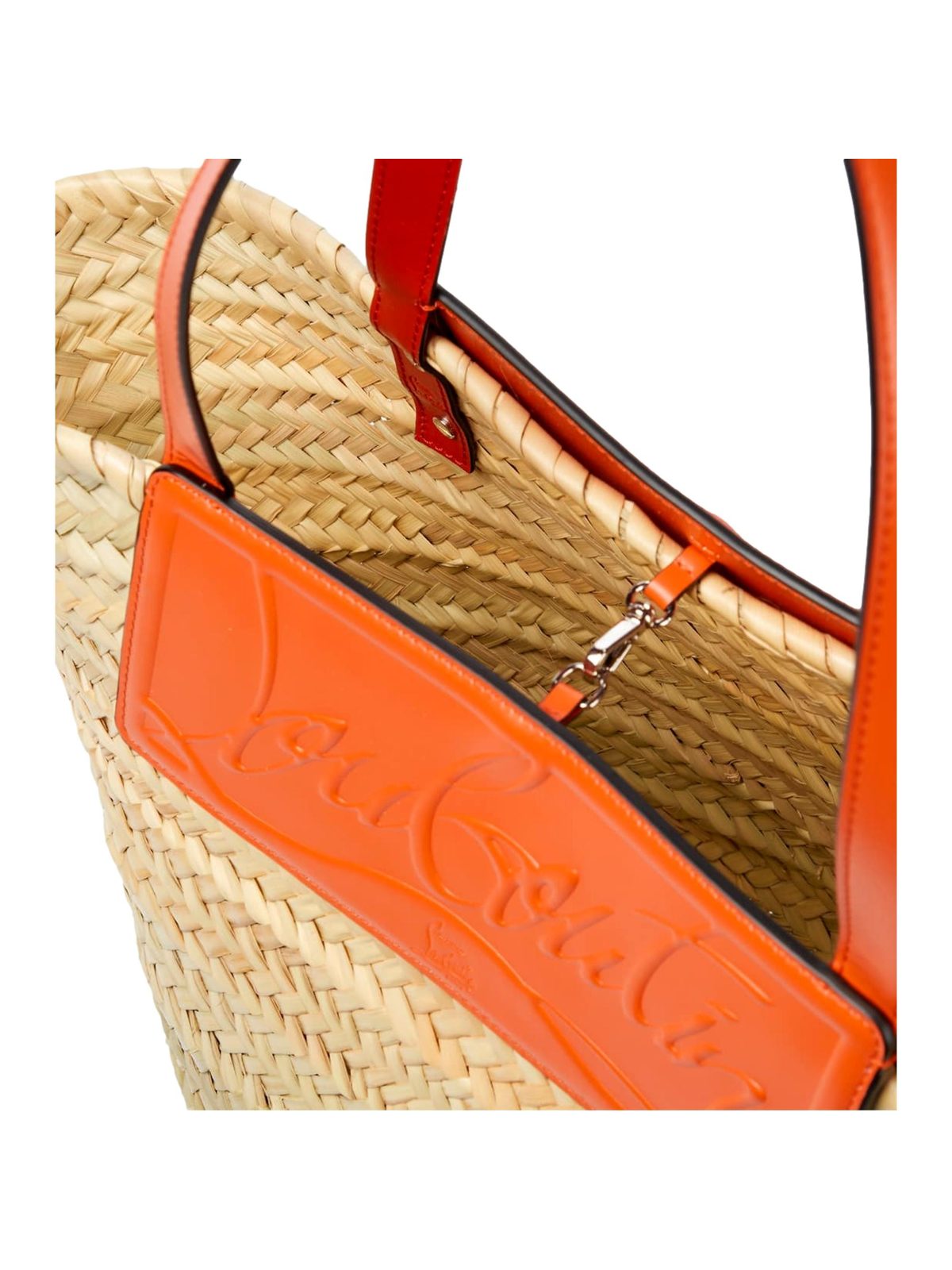 Christian Louboutin Loubishore Orange Woven Raffia Large Tote Bag