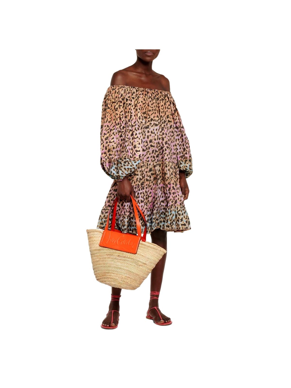 Christian Louboutin Loubishore Orange Woven Raffia Large Tote Bag