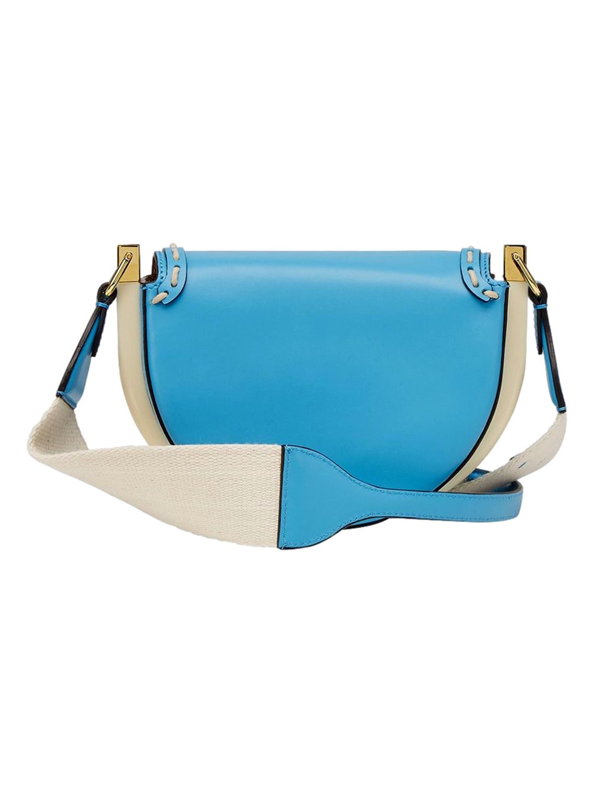Fendi Moonlight Satchel Crossbody Cyber Blue Leather FF Logo Bag