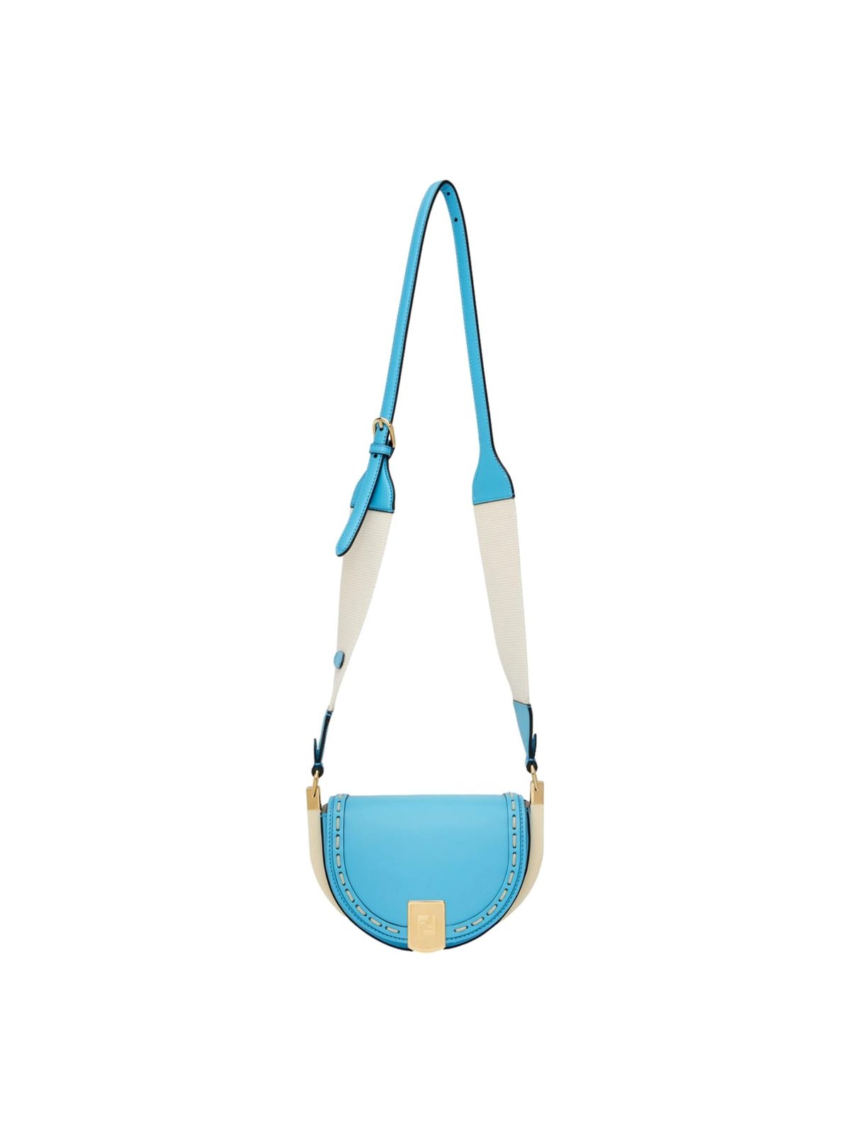 Fendi Moonlight Satchel Crossbody Cyber Blue Leather FF Logo Bag