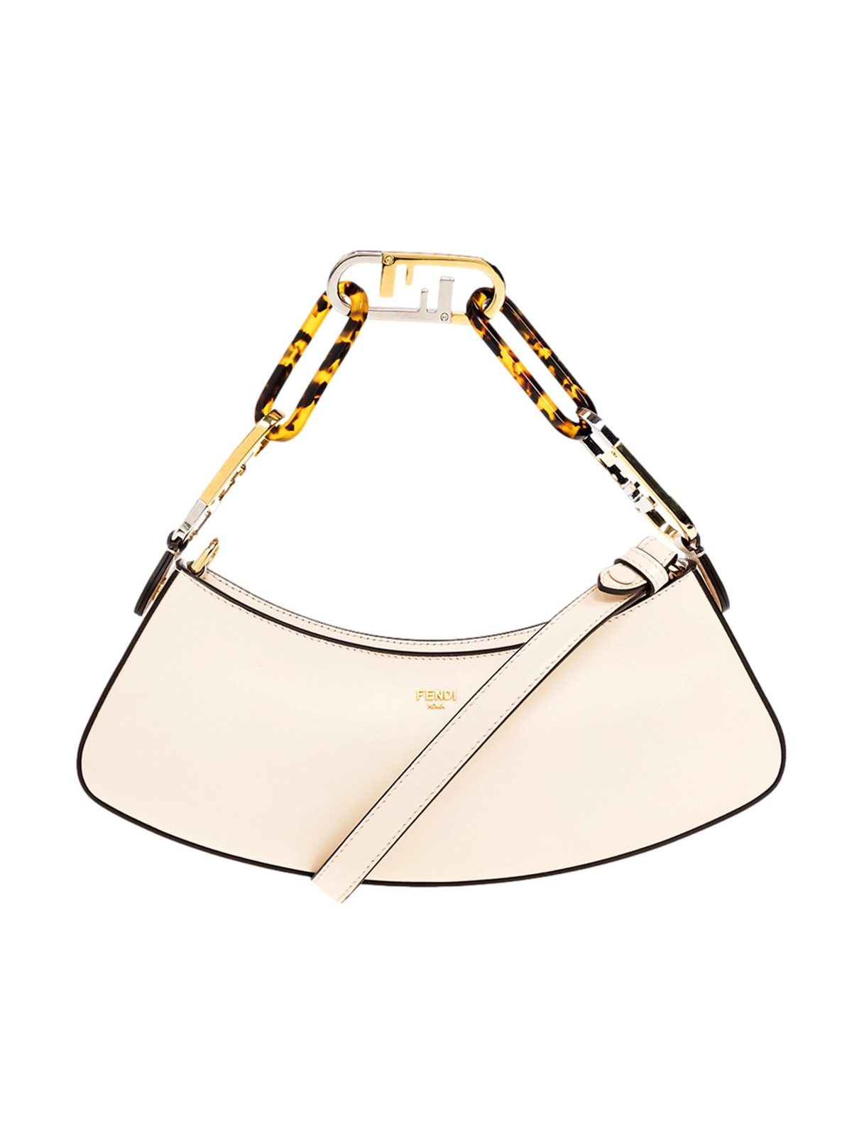 Fendi O’Lock Swing Shoulder Bag Ivory Calfskin Leather