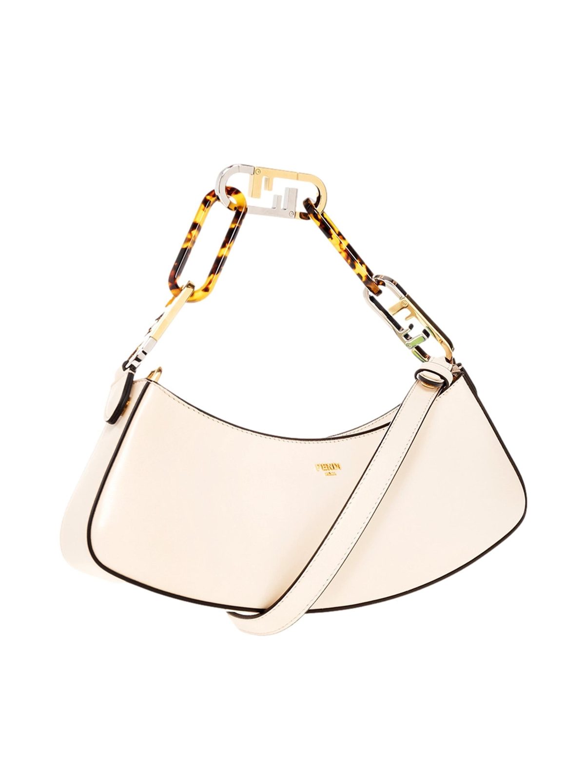 Fendi O’Lock Swing Shoulder Bag Ivory Calfskin Leather