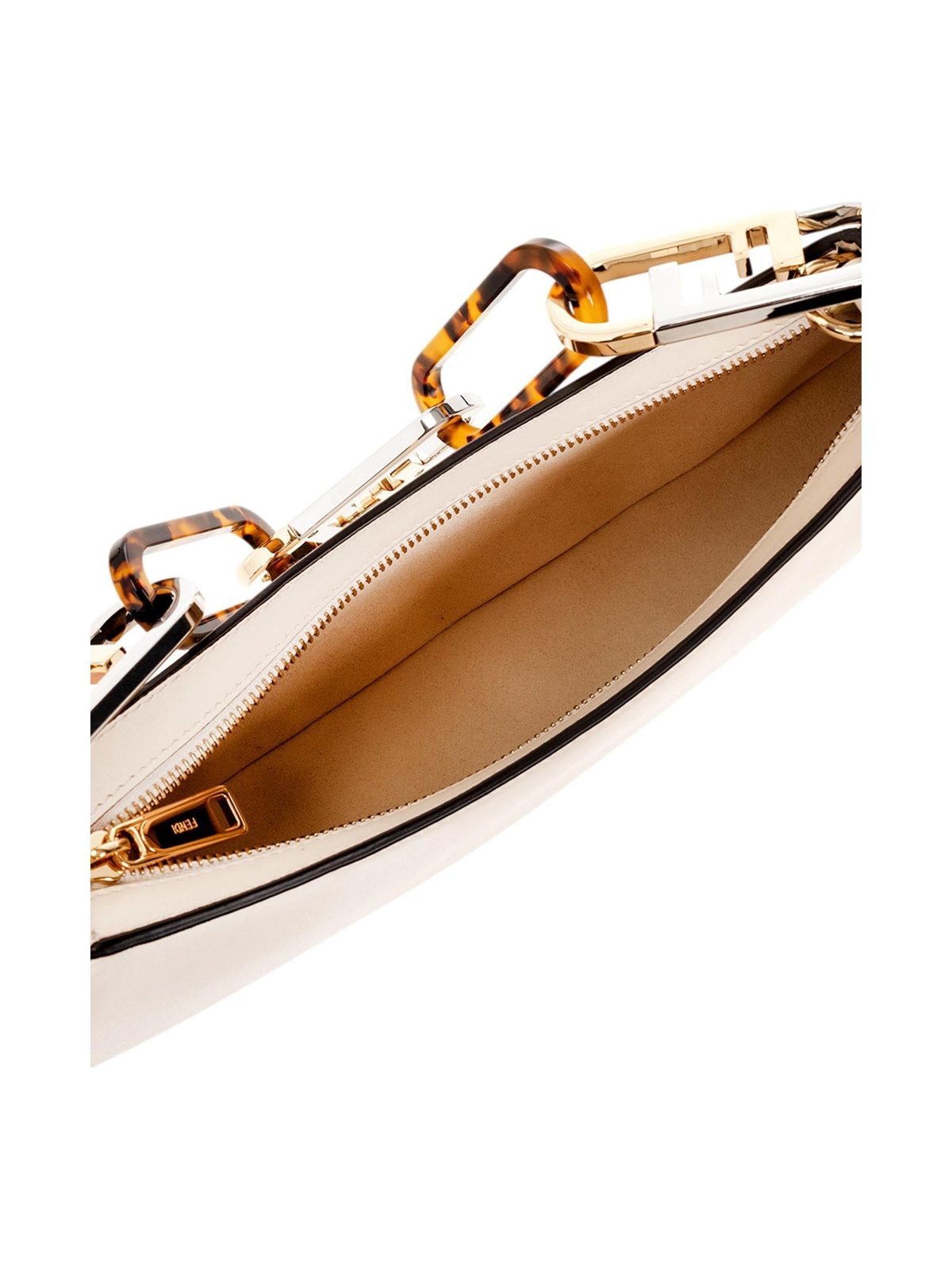 Fendi O’Lock Swing Shoulder Bag Ivory Calfskin Leather