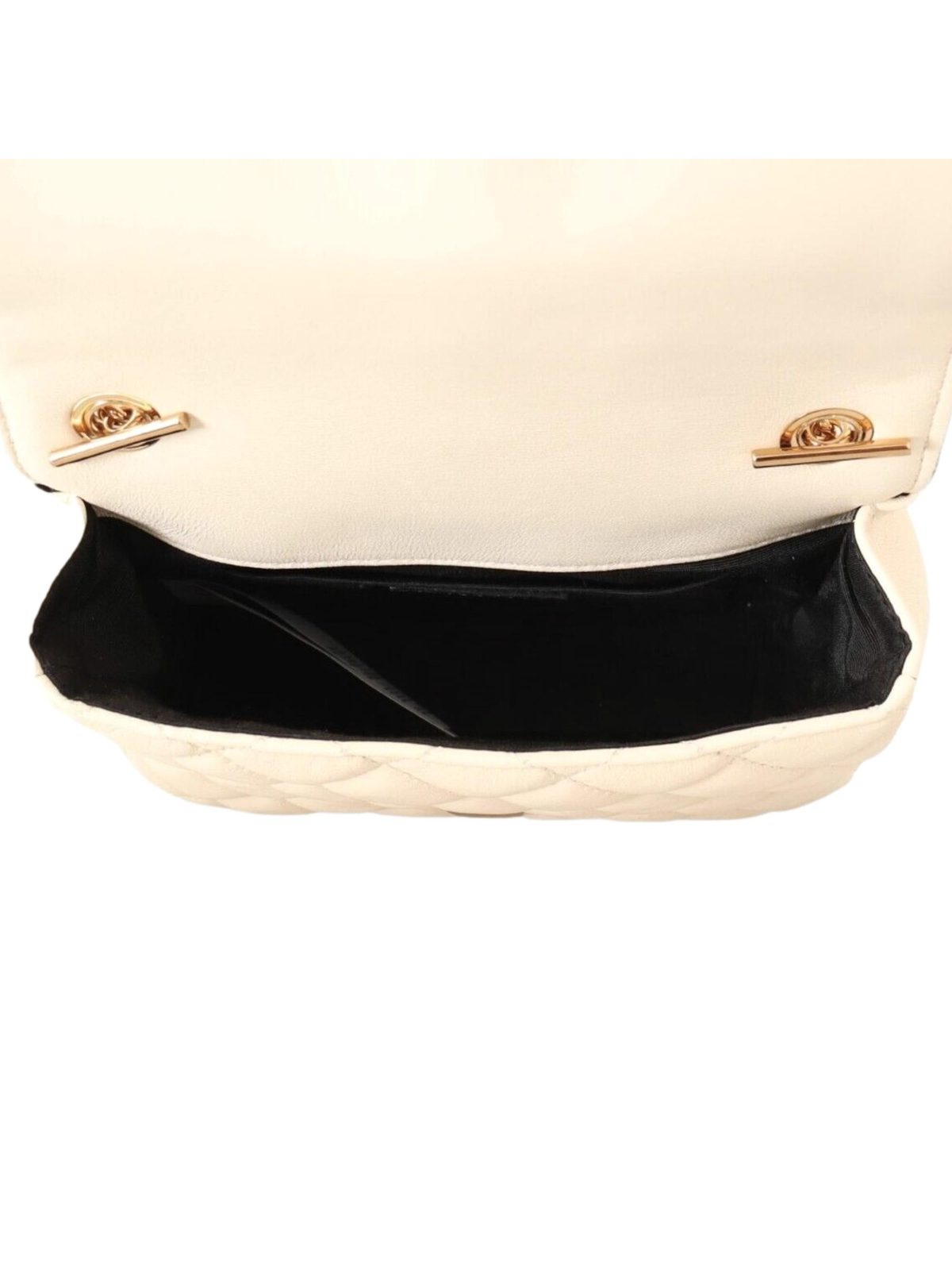 Versace La Medusa Nappa Quilted Beige Leather Small Crossbody Bag Gold Chain