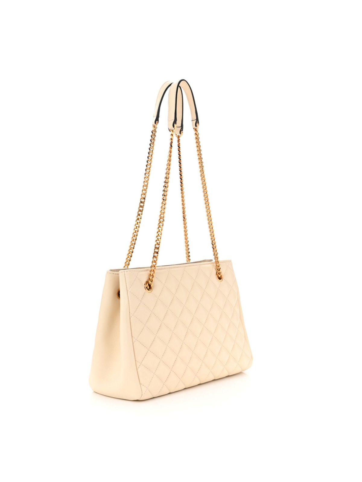 Versace La Medusa Nappa Quilted Beige Leather Large Tote Bag