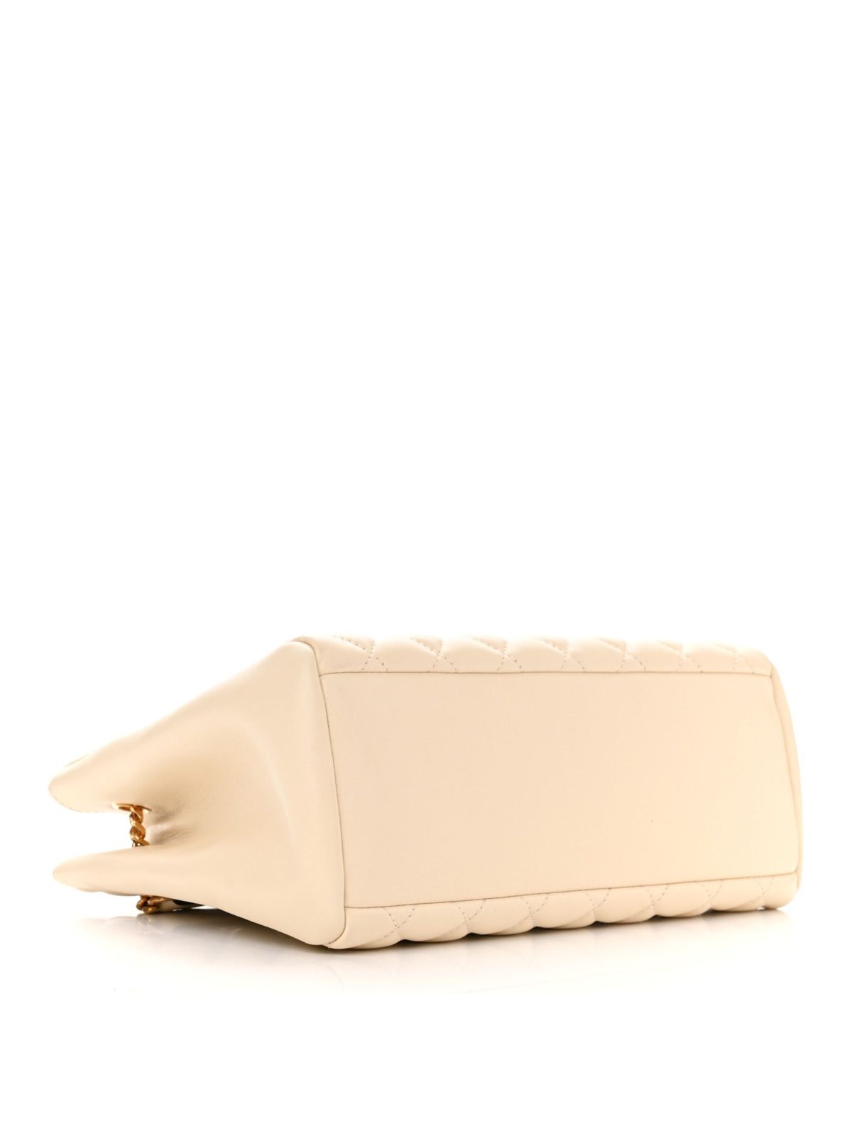 Versace La Medusa Nappa Quilted Beige Leather Large Tote Bag