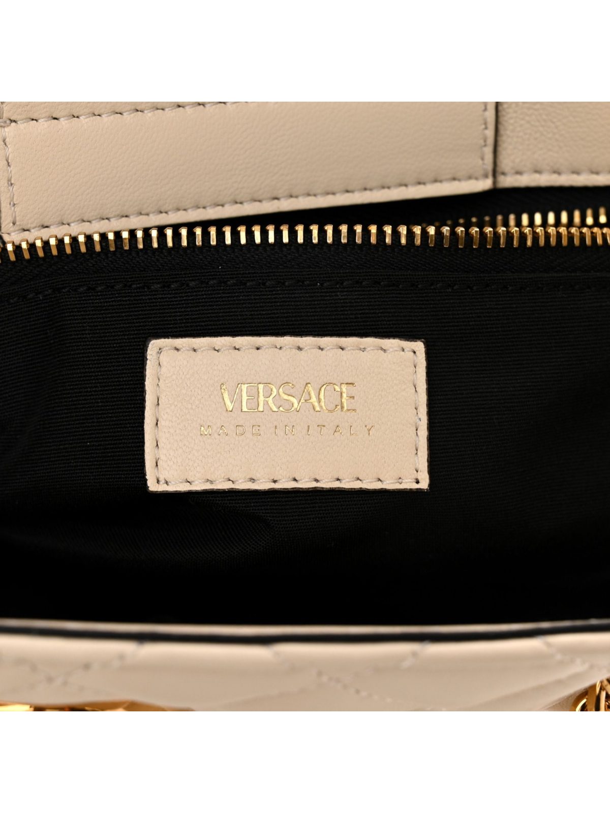 Versace La Medusa Nappa Quilted Beige Leather Large Tote Bag