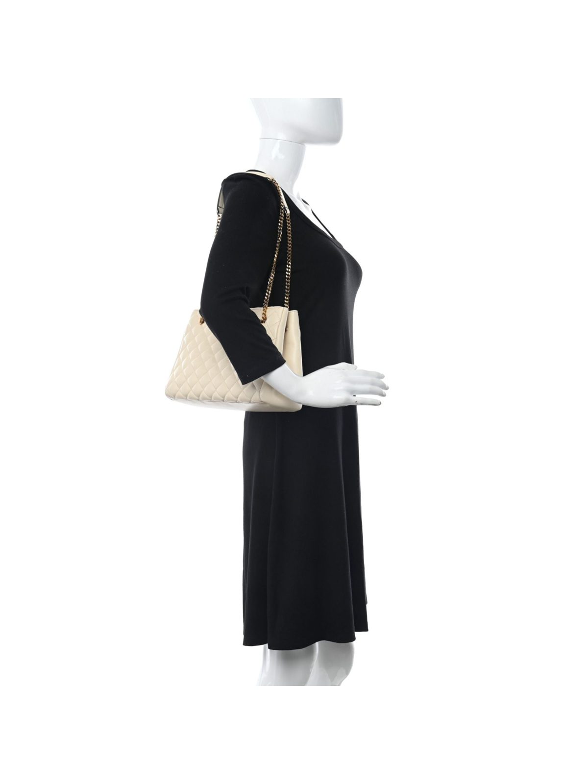 Versace La Medusa Nappa Quilted Beige Leather Large Tote Bag