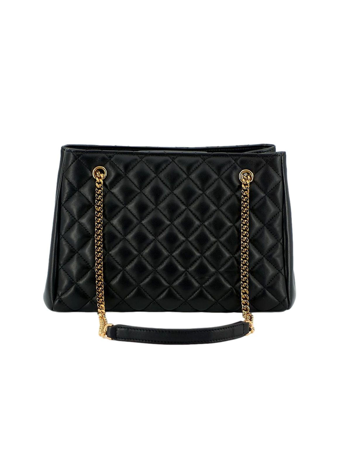 Versace La Medusa Black Quilted Nappa Leather Large Tote Bag