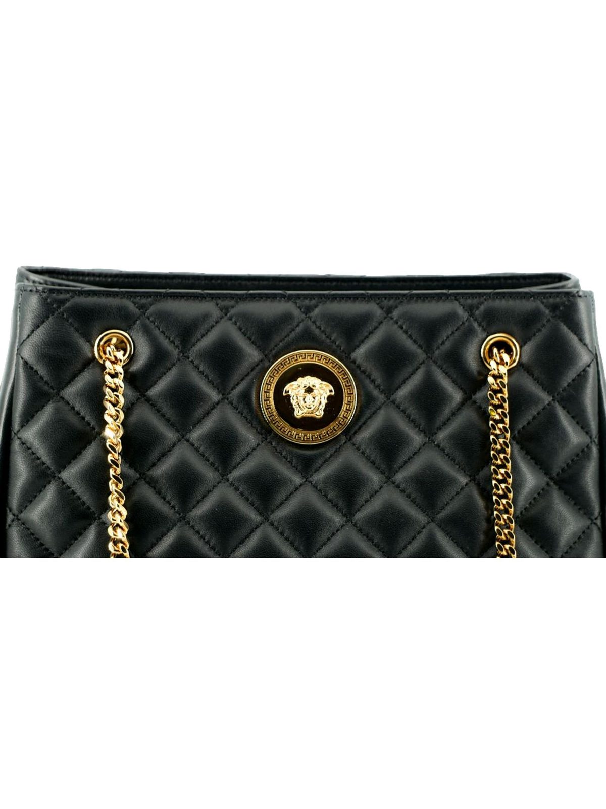 Versace La Medusa Black Quilted Nappa Leather Large Tote Bag