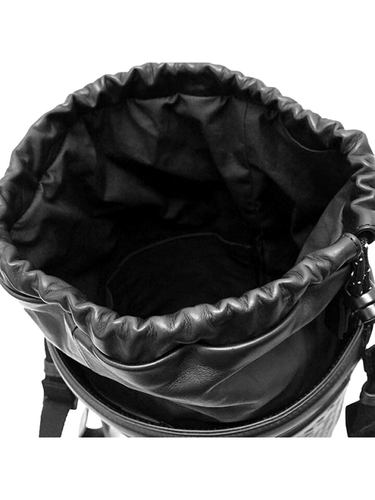 Bottega Veneta Perforated Black Nappa Leather Drawstring Bucket Crossbody Bag